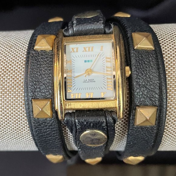 Black leather wrap watch - Picture 1 of 2